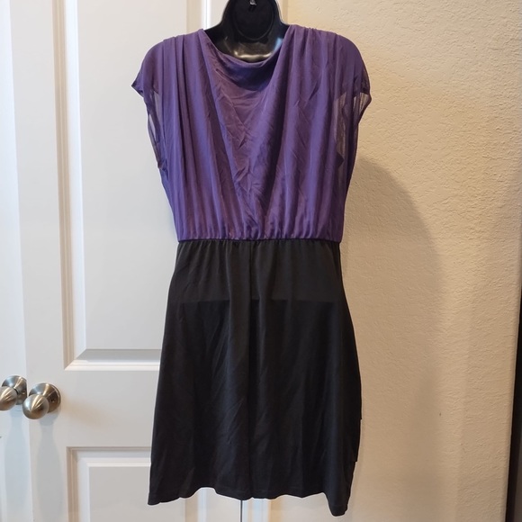 En Focus Studio Sz 12 P Women Black Purple Sleeveless Front Ruffled Pencil Dress - Picture 2 of 7